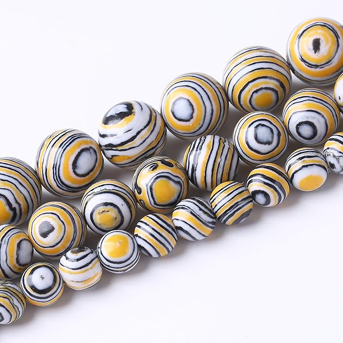 Yellow Peacock Turquoise Stone Beads for Jewelry Making Gemstone Round Crystal Bracelet Necklace 1 Strand 15.5inch 4MM