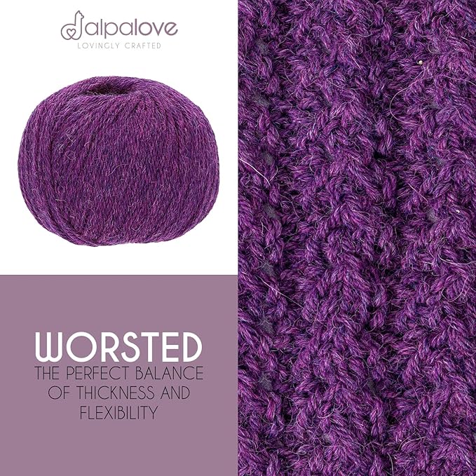 Worsted Set (6 x 1.75 oz) Super Soft Baby Alpaca Knitting Yarn Berry 656 Yards
