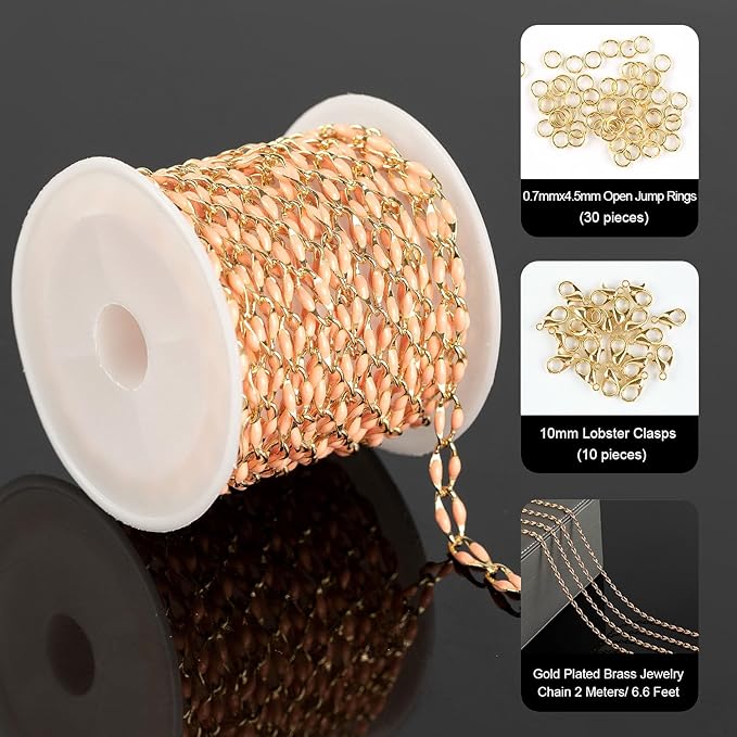 Gold Plated Chain for Jewelry Making Orange Oil Drip Cable Necklace Chains Women Bracelet DIY Jewelry Making Accessories