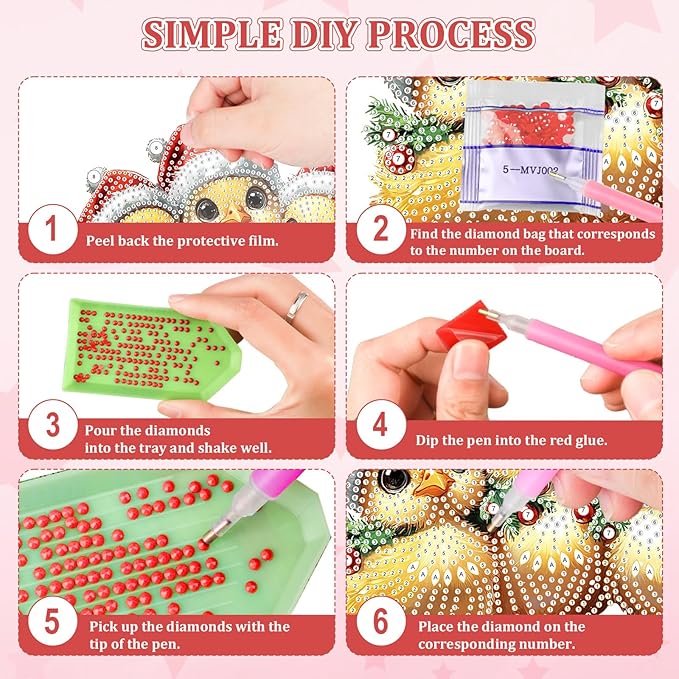KEYIFA Diamond Painting Desktop Ornament, DIY Christmas Chick Diamond Art for Adults Beginner, Xmas Gem Arts Table Decor Special Shaped Rhinestone Crafts Home Desk Decoration Gift, Double Sided