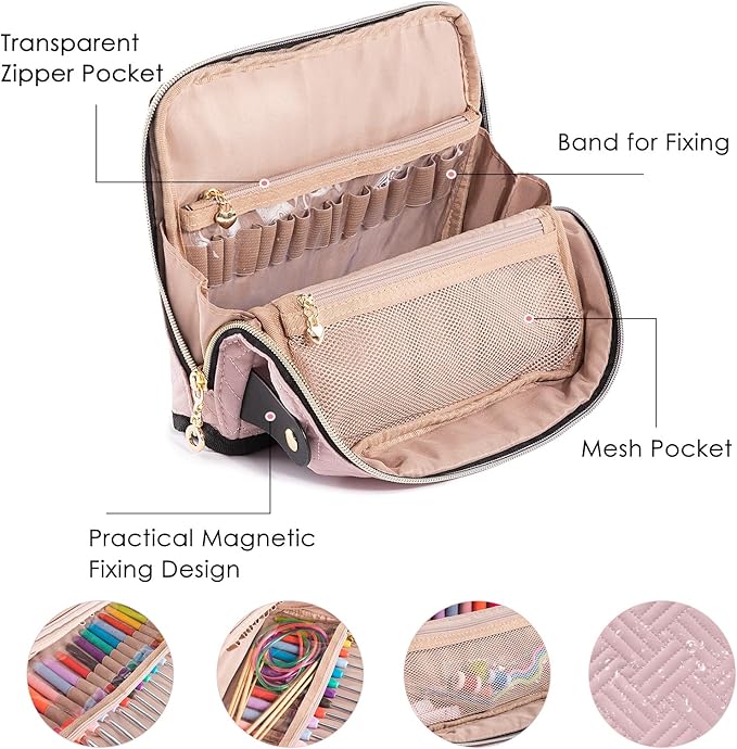 MYBAGZING Empty Crochet Hook Case - Crochet Hook Organizer Case Stand Up (Upgraded) -Corchet Organizer - Crochet Hook Holder for Knitting & Crochet Supplies, Crochet Needles, Crochet Accessories