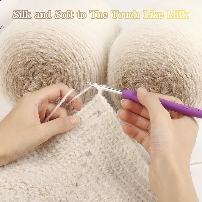Katech Ombre Yarn for Crocheting-Large Skein of Gradient Yarn Cake-2 Pack of 200g/7.05 oz-80% Acrylic,20% Nylon- #4 Medium-Perfect for Star Blankets, Scarves, Shawls and Garments (D)