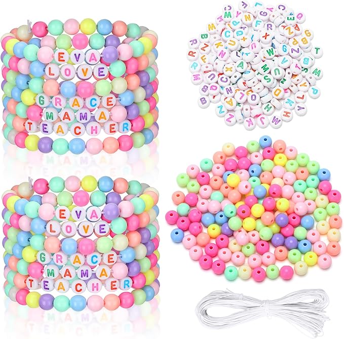 Highergo 1200 Pcs Teacher Beads Bracelets Stackable Rainbow DIY Beads with 944 Inch Elastic Cord for Back to School Teacher Appreciation Gifts
