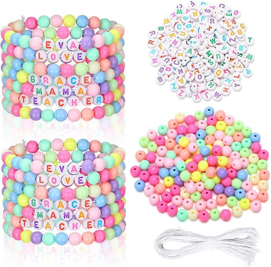 Highergo 1200 Pcs Teacher Beads Bracelets Stackable Rainbow DIY Beads with 944 Inch Elastic Cord for Back to School Teacher Appreciation Gifts