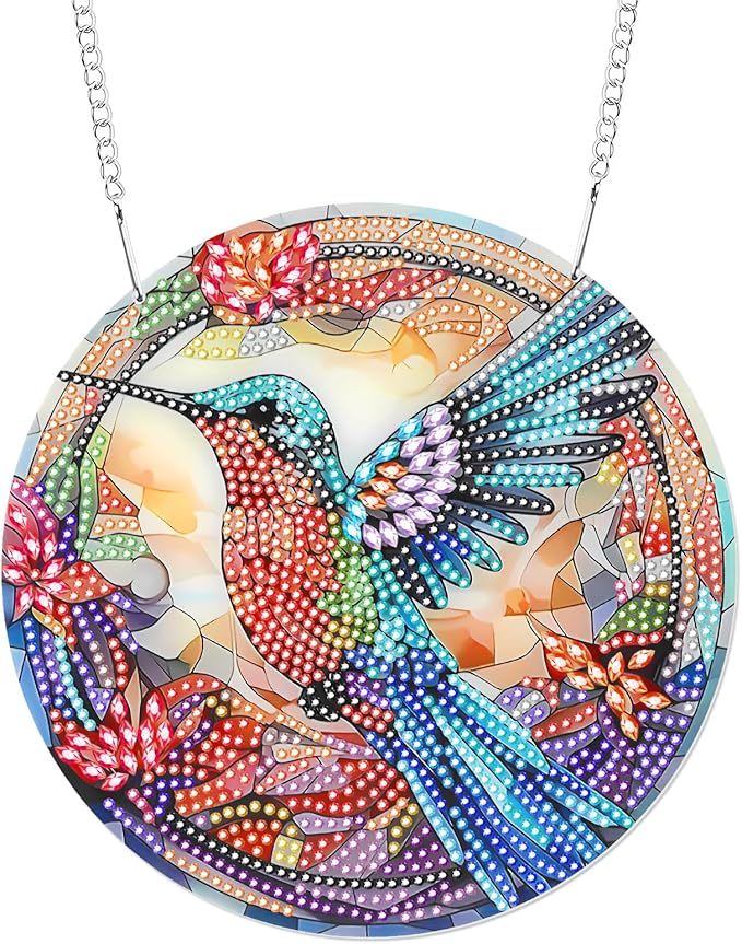 Tumwisk Diamond Painting Kits for Adults, Hummingbird Diamond Painting, Diamond Art Kits, Crafts for Adults, Hanging Wall Art Sign Ornaments Home Garden Wall Door Hanging Decoration