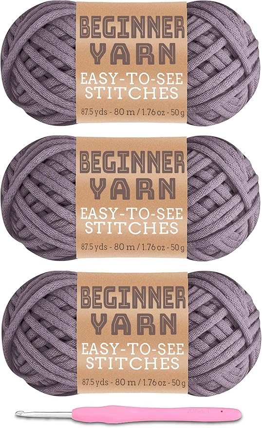 3x50g Beginners Dark Gray Yarn, 260 Yards Dark Grey Yarn for Crocheting Knitting, Easy-to-See Stitches, Worsted Medium #4, Chunky Thick Cotton Nylon Blend Yarn Yarn for Crocheting