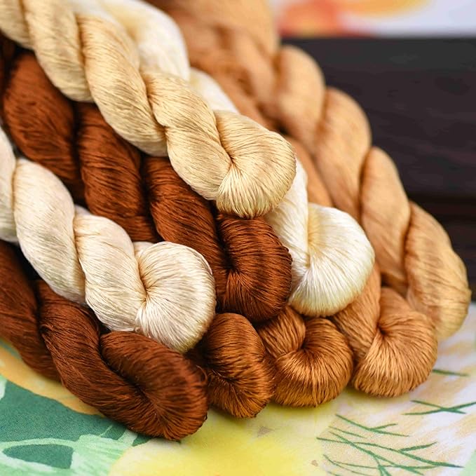 Natural 100% Silk Thread, Handmade Embroidery Thread Silk Floss 9 Colors 110m Each (58)