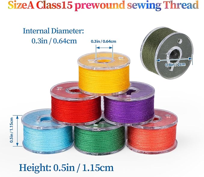 210 Pcs Prewound Bobbin Thread Set – 36 Colors Size A Class 15 (SA156) Bobbins, Plastic Sided, 40S/2 Spun Polyester Thread for Singer Brother Janome Embroidery & Sewing Machines