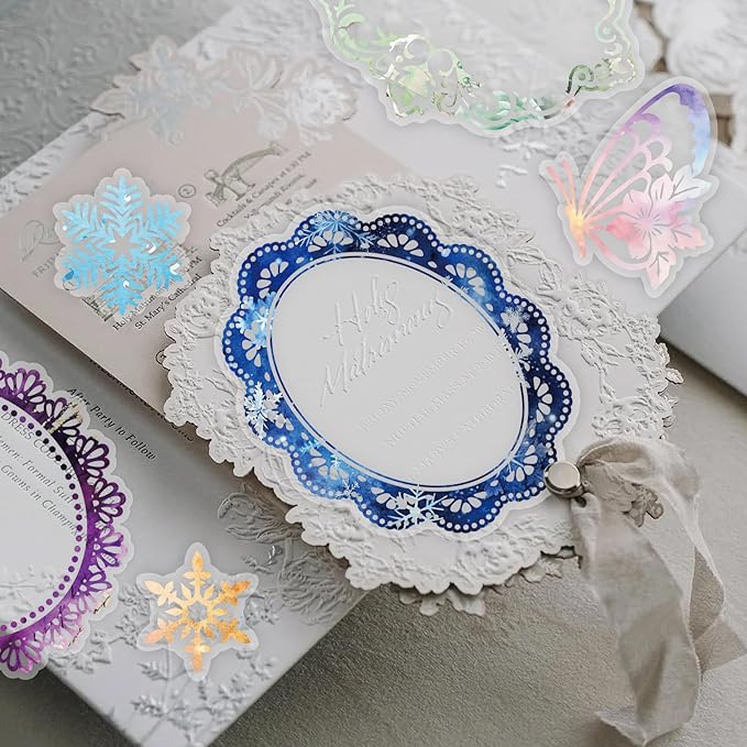 130 Pcs Pastel Fade-Resistant Lace Scrapbook Stickers - Vintage Colorful Butterfly Feather Embellishments, Waterproof Reusable DIY Decor for Journal Wedding Photo Album Craft Gift Seasonal Projects
