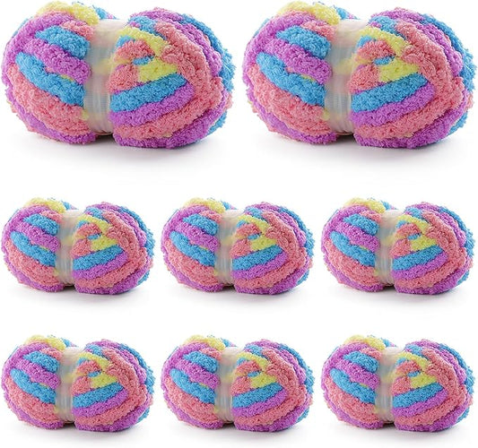 8 Pack Chunky Yarn for Hand Knitting - Chenille Yarn for Crocheting - 224 Yds Chunky Blanket Yarn Jumbo, Thick Fluffy for Knitting Blankets, Super Bulky Yarn 61.6 Oz (Macaroon)