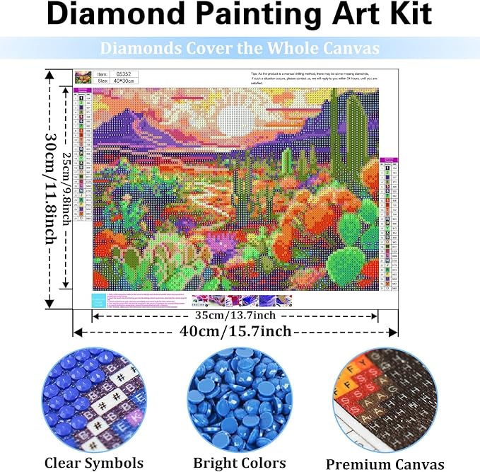 Reivworl Landscape Diamond Art Kits for Adults, Desert Diamond Painting Kits, Gem Art Kit for Gifts and Home Interior Decor 12x16 Inch