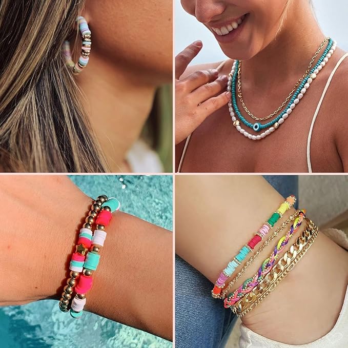 Sistenia Bracelet Making Kit, 12000Pcs Clay Beads 48 Colors in 3 Boxes, Friendship Bracelet Kit with Elastic Strings, Polymer Spacer Beads, Jewelry Making Crafts Gift for Teens Adults