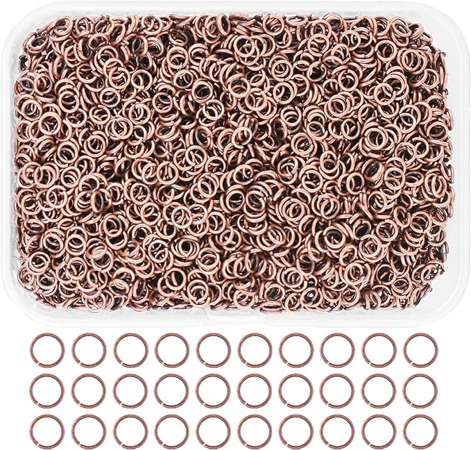 Mandala Crafts Assorted Antique Copper Color Jump Rings Jewelry Findings Metal O Rings for Jewelry Making Supplies - 5000 3mm Small Open Jump Rings Kit for Necklace Earring