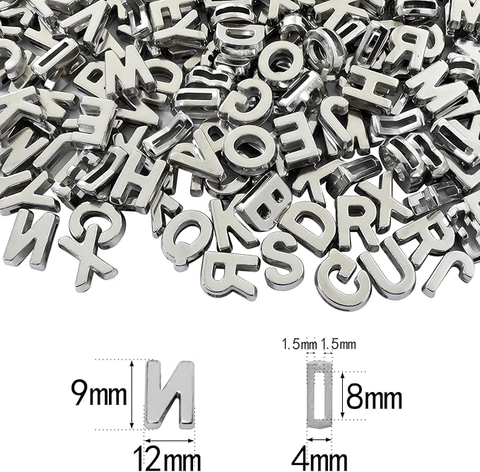 400pcs Silver Letter Beads Pendant,A-Z,3D Loose Beads,Plastic Initial Charms for Jewelry Making,Key Chains,Crafts