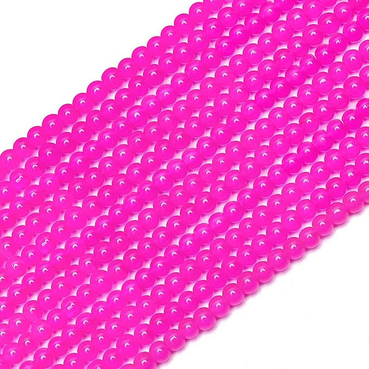 400PCs 4mm Rose Jade Glass Beads Bulk, Round Smooth Hole Glass Crystal Beads for Jewelry Making, DIY Bracelets, Necklaces, Bag Charms, Keychains and Craft Projects