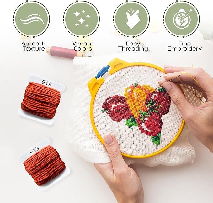 Embroidery Floss Kit and Refills - Cotton Threads - DMC Color Coding for Cross Stitch, String Crafts, Friendship Bracelets