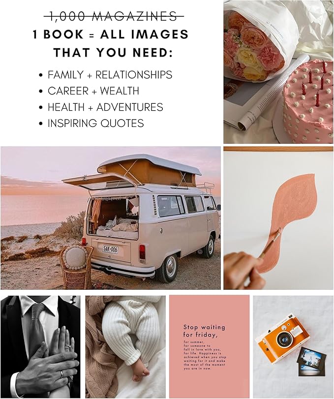 Lamare Vision Board Book - 1000+ Aesthetic Vision Board Images & Motivational Quotes, Vision Board Supplies, Vision Board Kit, Collage Book for Manifestation, Self Care & Goal Setting