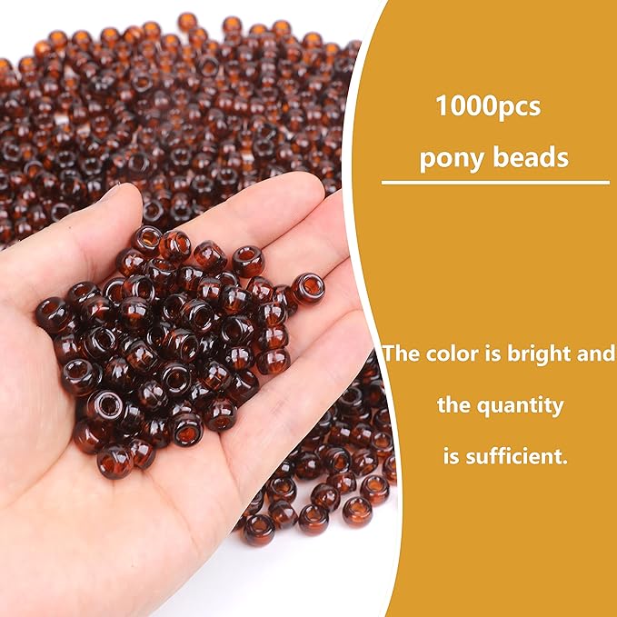 gmma brown transparent pony beads for bracelet plastic beads for jewelry making fall beads for friendship bracelets thanksgiving autumn beads for diy bracelet necklace party decoration supplies