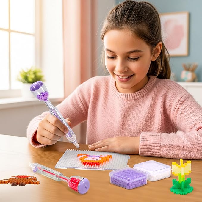 caydo 5mm fuse bead pen, purple fuse beads dispenser for holiday home diy decor, parent-child interaction and kid's crafts boosts efficiency saves time high capacity & transparent pen body(patented)
