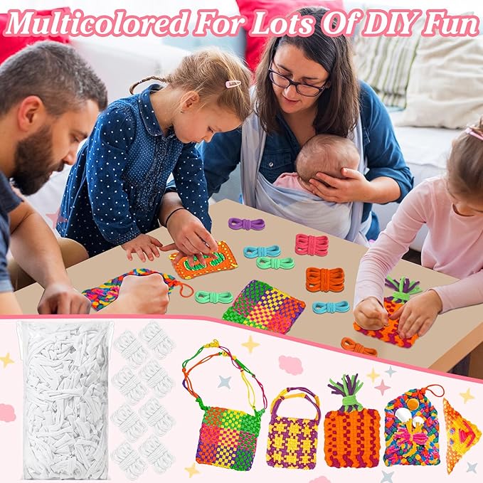 Naozinebi White Loom Loops Potholder White Weaving Loom Loops Potholder Loop Elastic Weaving Craft for Mother's Day DIY Flexible Kit Light Color Weave Crafts for Kids Adults DIY Crafts Supplies