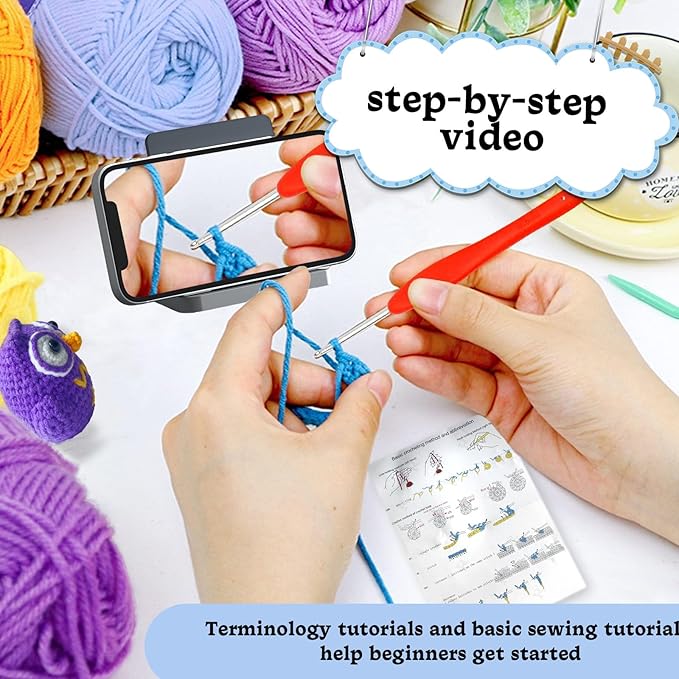 HAIDWEN 6Pcs 2026 Crochet Kit for Beginners Adults,Easy Animal Crochet Starter Kit with Step-by-Step Video Tutorials,Perfect DIY Gift for Craft Lovers with Yarn(40%+ Yarn)