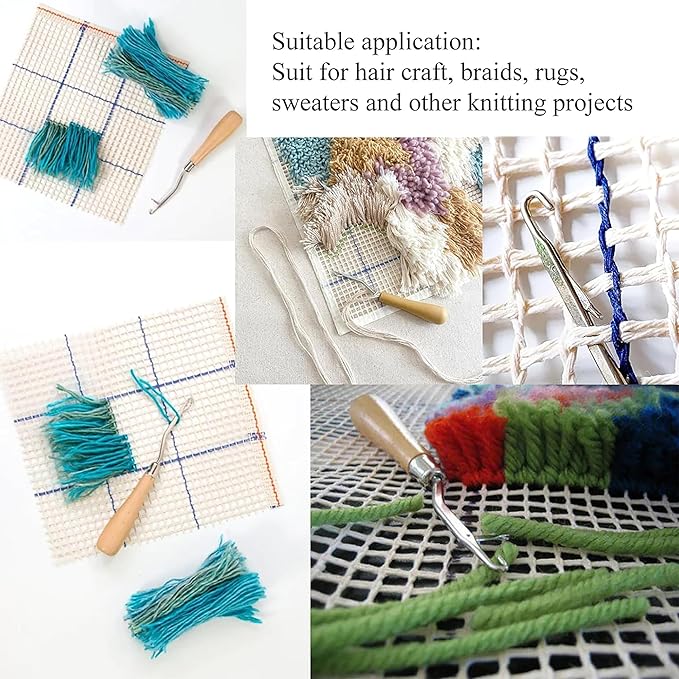 5Pcs/Sets Bent Latch Hook Crochet Hooks Hair Braiding Tools Dreadlocks Different Sizes Crocheting Weaving Needles for Hair Braiding, Rug Making and Art Crafts