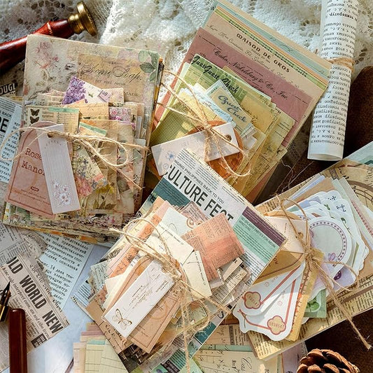 400PCS Scrapbook Supplies Kit Junk Journal Supplies Vintage Scrapbook Paper Decorative Craft Paper for Bullet Junk Journals Card Making Craft DIY