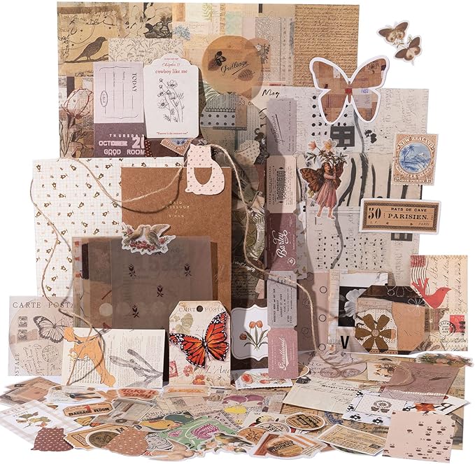 YagCu Aesthetic Journaling Supplies Kit, Bullet Journals Set Junk Journal, Vintage Scrapbooking Stationary, Arts Craft Scrapbook kit, Large Collection for Women Adults Beginners