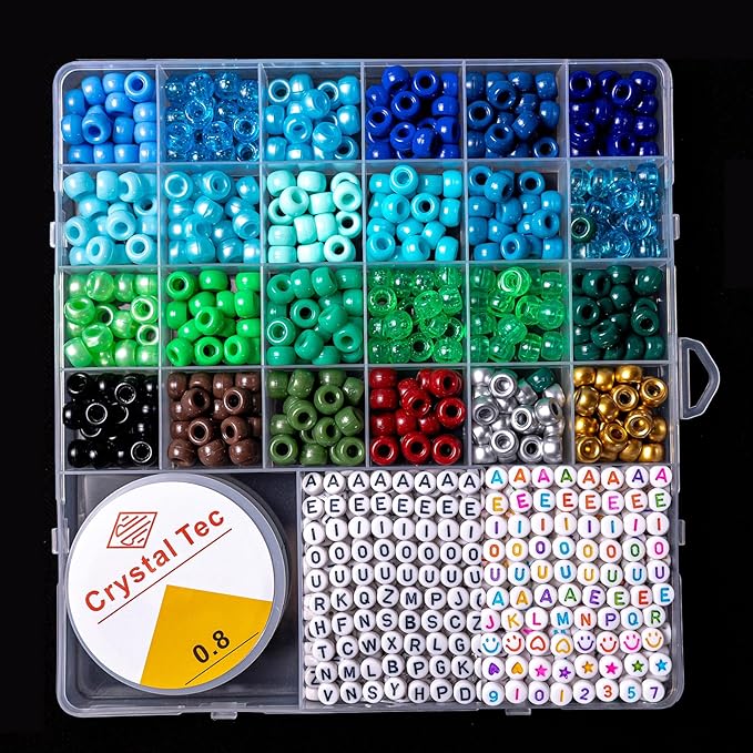 2500 PCS Pony Beads Jewelry Making Kit – 96 Colors, UV Color Changing & Glow Alphabet Beads, Heart Bow Crystal String, Tools, Gift Box for DIY Bracelets, Necklaces