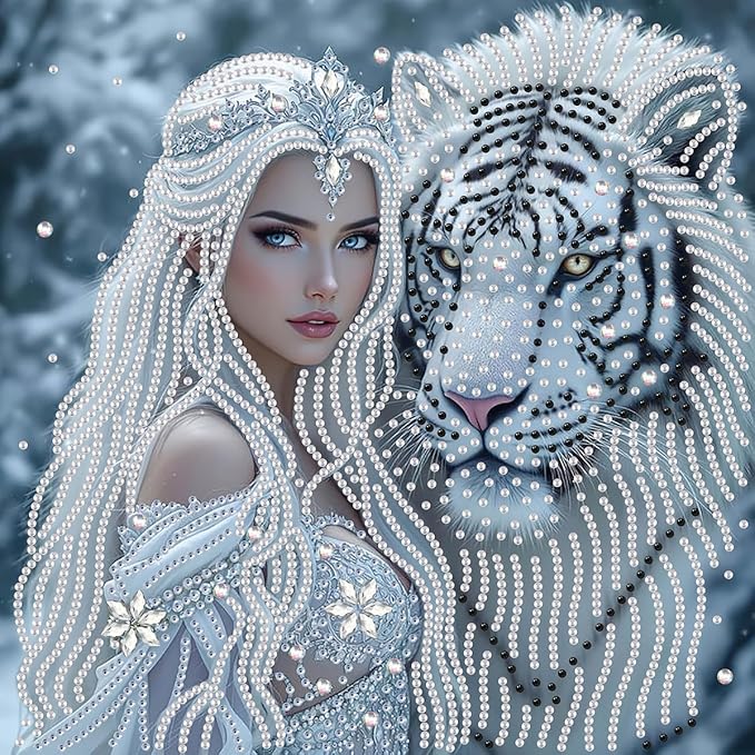 GEMFAMILY Animal Diamond Art Kits for Adults Beginner,Special Shape Diamond Painting Kits for Queen Tiger,DIY Crystal Rhinestones Painting for Home Wall Decor 11.8 x 11.8 Inch