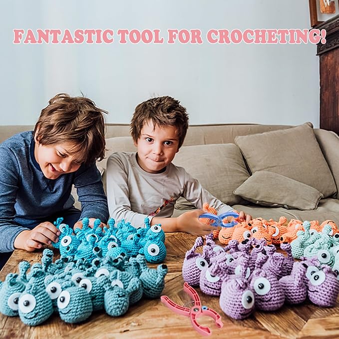 2PCS Safety Eye Tool, Safety Eyes for Crocheting Auxiliary, Safety Eyes Tool for Amigurumi Crochet & Stuffed 5-30mm Animal Eyes Making Supplies Tool - Blue & Pink