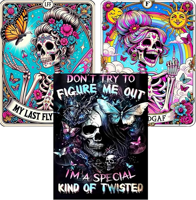 Meothan Diamond Art Kits for Adults, 3 Pack Horror Skull Diamond Painting Kits for Adults, 5D DIY Round Full Drill Gothic Gem Art Paint by Diamonds Dots Crafts Kits for Home Decor Gift 12x16inch