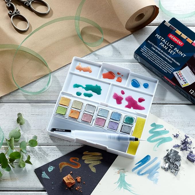 Derwent Metallic Paint 12 Pan Palette