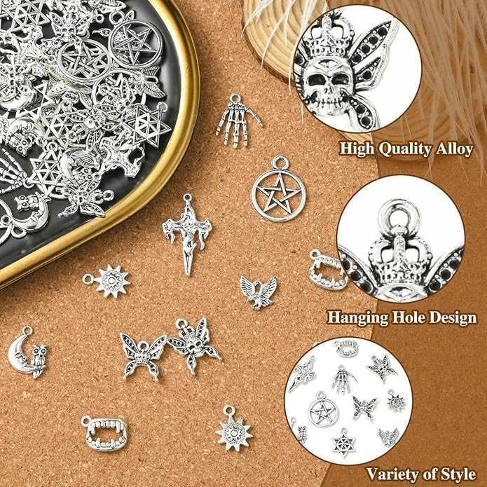 Antique Silver Cross Drink Insect Animal Theme Charms for DIY Jewelry Bracelet Necklace Earring Keychain Decor