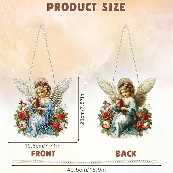 DOMROM Girl Diamond Art Hanging Kits for Adults Beginners, Special Shaped Crystal Diamond Painting Girl Pendant, DIY Diamond Art Suncatchers Christmas for Home Garden Wall Decor Gift