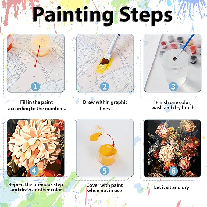 Flower Paint by Numbers Kit for Adults, Flower Paint by Numbers Kit for Adults Beginner, Adult Paint by Number Kits for Gift Home Decor 16''W x 20''L