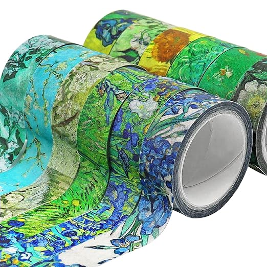 Berkin Arts 12 Rolls Art Floral Designs Washi Tape Set - 15 mm Wide Decorative Adhesive Masking Tape Cloisonnism for Scrapbooking Watercolor Vincent Van Gogh Series
