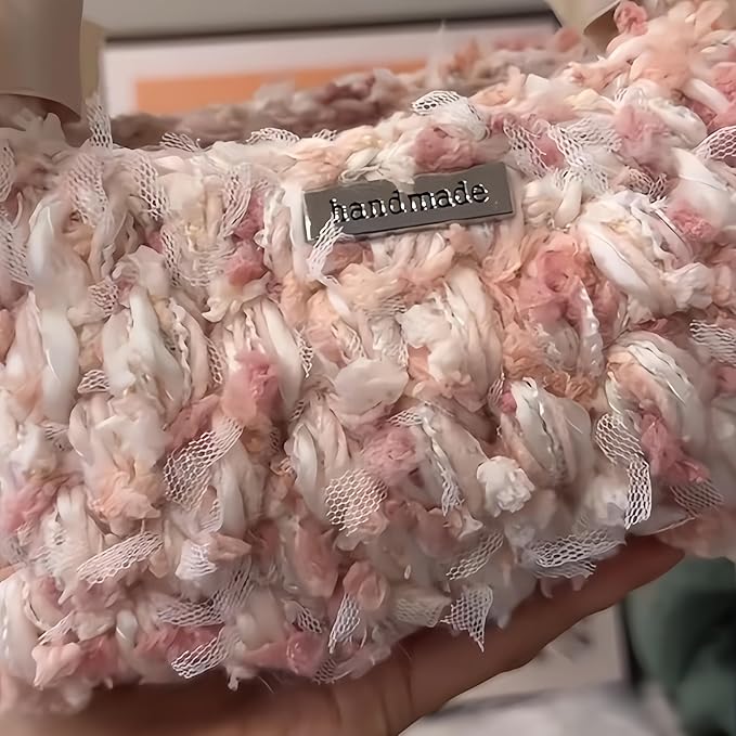 Hand Spun Yarn 1 Pack of 100g/Skein Wool Cotton Mohair Acrylic with Hand Art Blended Colorful Handmade (100g,Chunky Pink)