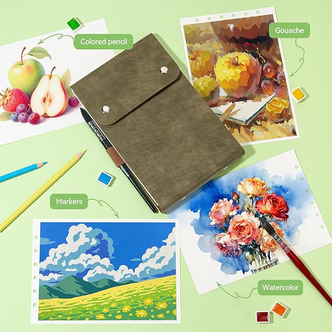 Lightwish Watercolor Sketchbook,300gsm/140lb 100% Cotton Hot Press Watercolor Journal, Acid Free Watercolor Paper for Artists,Adults,Students,20 Sheets,Paper 5.8 * 8.2 Inches
