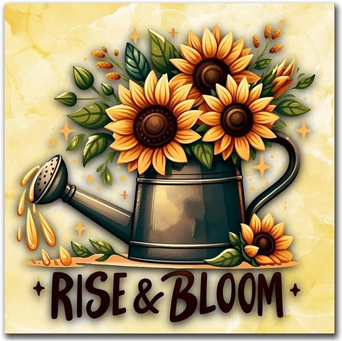 igoodom Diamond Art Kits for Adults, Sunflower Diamond Painting Kit, Full Drill Round Sunflower Diamond Art Kits, DIY Gem Art and Crafts for Home Wall Decor Gift 14x14inch