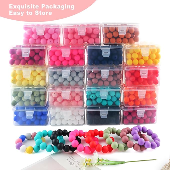 65Pcs 19mm Silicone Beads for Keychain Making Bracelet Necklace, Bulk Round Silicone Beads for Pens(Candy Pink)