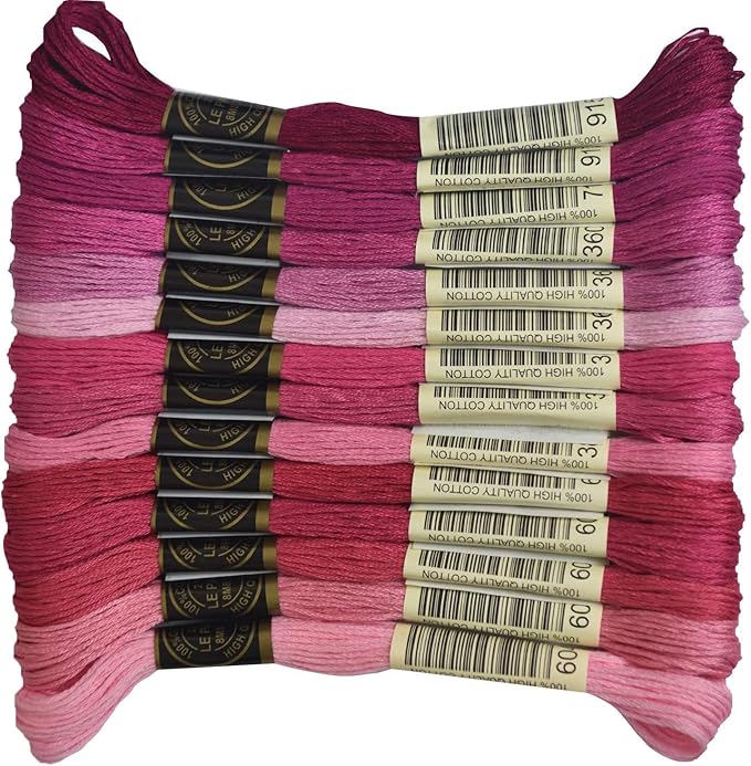Premium Rainbow Color Embroidery Floss - Cross Stitch Threads - Friendship Bracelets Floss - Crafts Floss - 14 Skeins Per Pack Embroidery Floss, Dark Plum Gradient