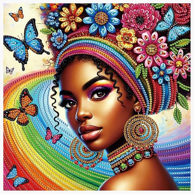 AiYuanzsh 5D Special Shaped Diamond Painting Kit - African American Woman Design, Unique Crystal Rhinestone Diamond Art Set for Beginners and Adults, Perfect for Home Wall Decor and Holiday Gifts