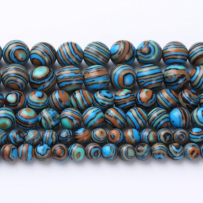 Blue Peacock Turquoise Stone Beads for Jewelry Making Gemstone Round Crystal Bracelet Necklace 1 Strand 15.5inch 45PCS 8MM