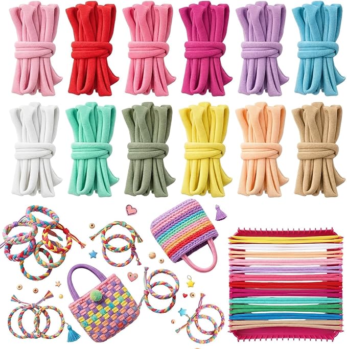 Foyods 120PCS Weaving Loom Refill Loops, 12 Colors Weaving Loops for 7-Inch Weaving Loom & Potholder Loops/Loom Loops/Potholder Loom Loops/Weaving Loom Bands