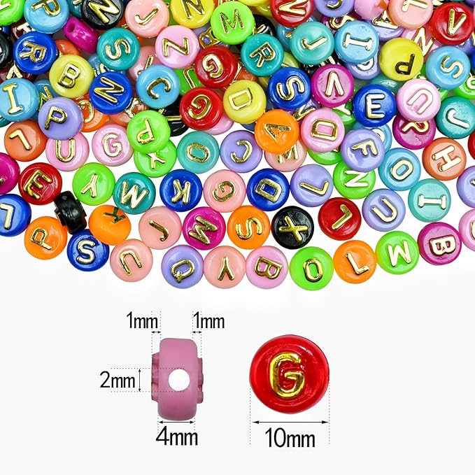 Amaney 500pcs Big Colorful Letter Beads 10x6mm Alphabet Round Flat Beads for DIY Craft Making