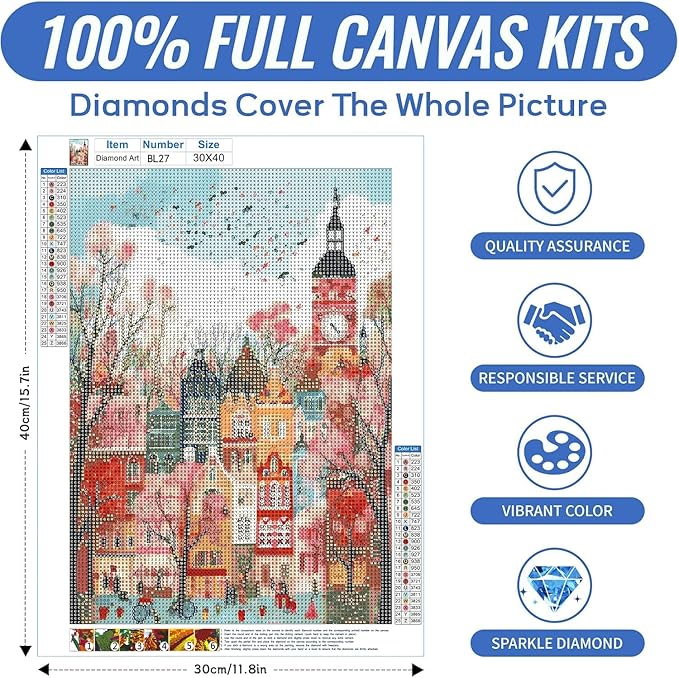 LILEIDECO Diamond Painting Kits for Adults DIY 5D Diamond Art Paint with Round Diamonds Full Drill Gem Art London Painting Kit for Home Wall Decor Gifts 12x16inch