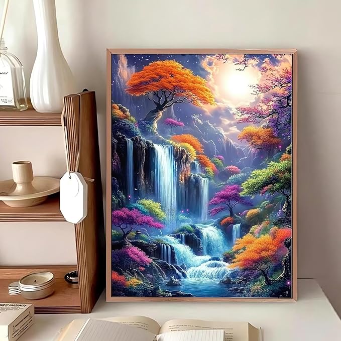 Reivworl Fall Diamond Art Kits for Adults, Fall Diamond Painting Kits, Gem Art Kit for Gifts and Home Interior Decor 12x16 Inch