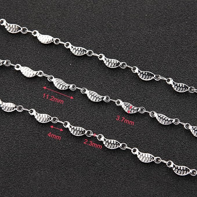 YOUBEIYEE 4 Meters Leaf Shape Jewelry Chains Bulk Stainless Steel Chain for Jewelry Making Women Necklace DIY Jewelry Supplies Findings