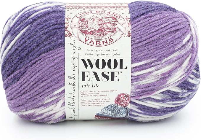 Lion Brand Yarn Wool Ease Fair Isle, Yarn for Knitting, Thistle/Orchid, 1 Pack